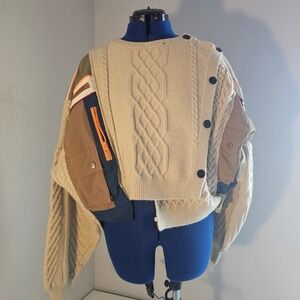 VQVA womens med lrg street wear patchwork long sleeve trendy asian wear cotton